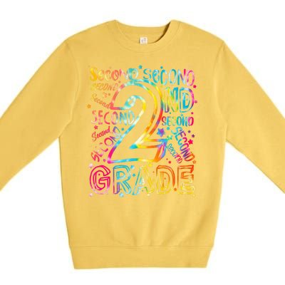 Colorful Second 2nd Grade Word Art Premium Crewneck Sweatshirt