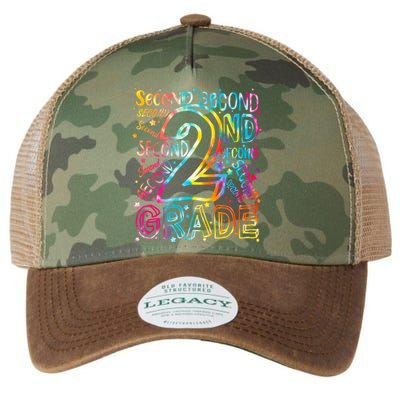 Colorful Second 2nd Grade Word Art Legacy Tie Dye Trucker Hat