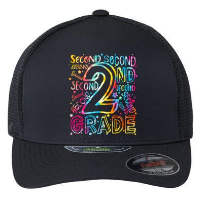 Colorful Second 2nd Grade Word Art Flexfit Unipanel Trucker Cap