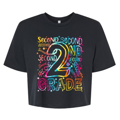 Colorful Second 2nd Grade Word Art Bella+Canvas Jersey Crop Tee