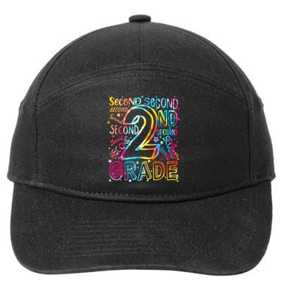 Colorful Second 2nd Grade Word Art 7-Panel Snapback Hat