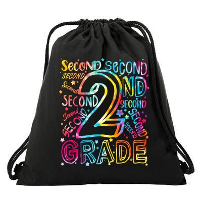 Colorful Second 2nd Grade Word Art Drawstring Bag