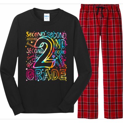 Colorful Second 2nd Grade Word Art Long Sleeve Pajama Set