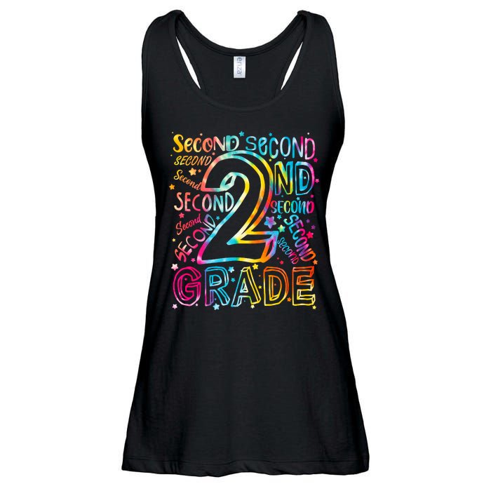 Colorful Second 2nd Grade Word Art Ladies Essential Flowy Tank