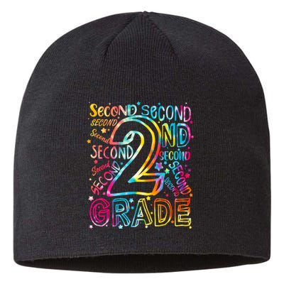 Colorful Second 2nd Grade Word Art Sustainable Beanie