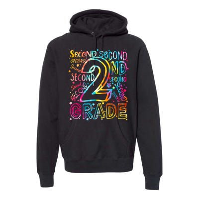 Colorful Second 2nd Grade Word Art Premium Hoodie