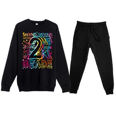 Colorful Second 2nd Grade Word Art Premium Crewneck Sweatsuit Set