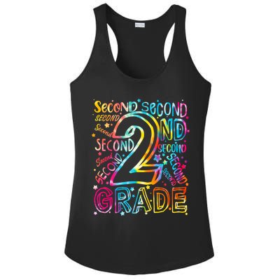 Colorful Second 2nd Grade Word Art Ladies PosiCharge Competitor Racerback Tank