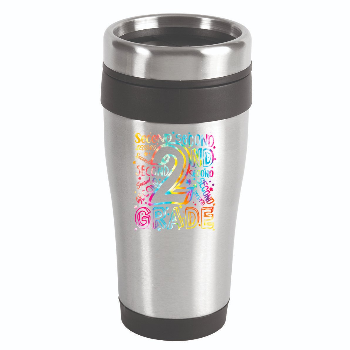 Colorful Second 2nd Grade Word Art 16oz Travel Tumbler