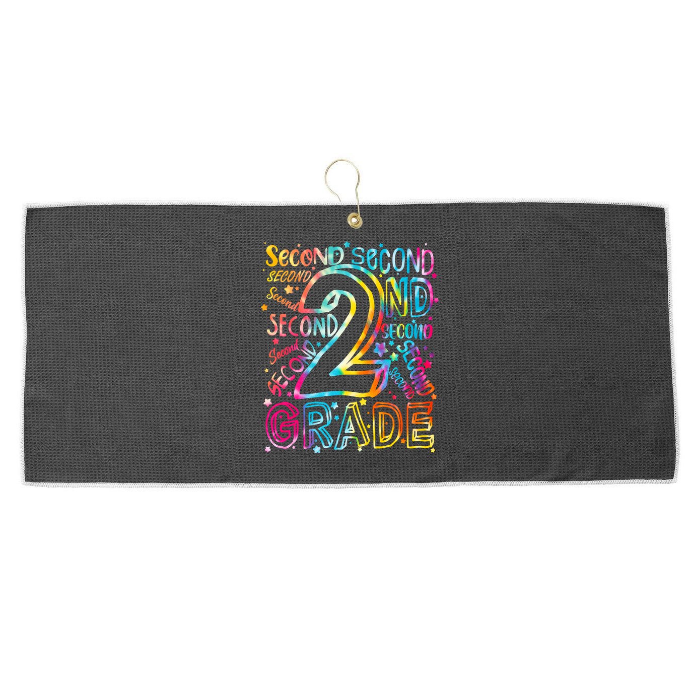 Colorful Second 2nd Grade Word Art Large Microfiber Waffle Golf Towel