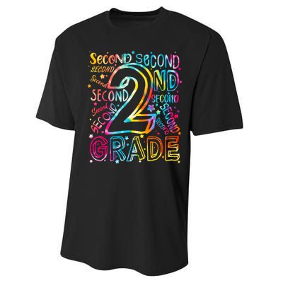 Colorful Second 2nd Grade Word Art Performance Sprint T-Shirt