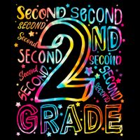 Colorful Second 2nd Grade Word Art Toddler Hoodie