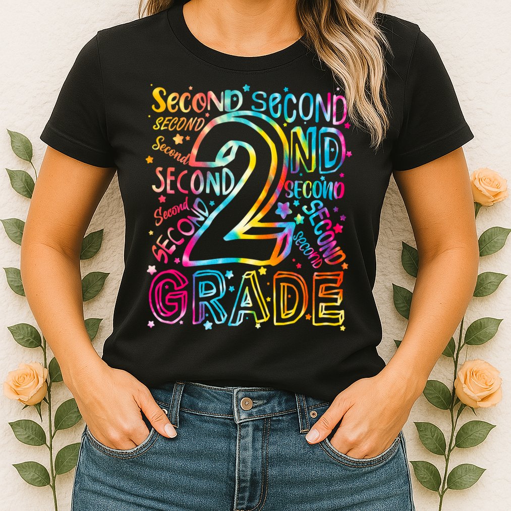 Colorful Second 2nd Grade Word Art Womens T-Shirt