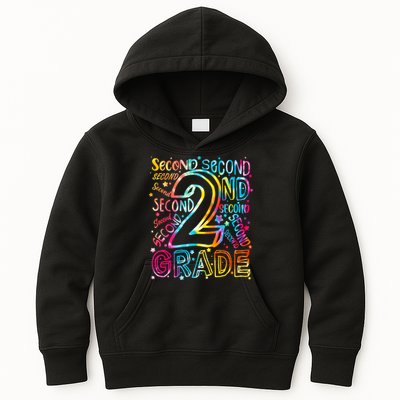 Colorful Second 2nd Grade Word Art Kids Hoodie
