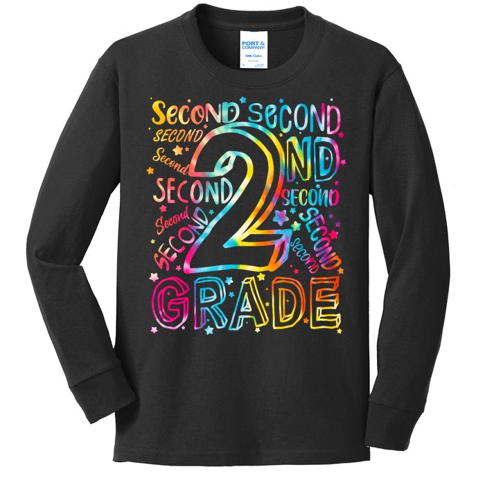 Colorful Second 2nd Grade Word Art Kids Long Sleeve Shirt