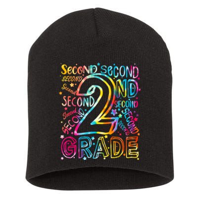 Colorful Second 2nd Grade Word Art Short Acrylic Beanie