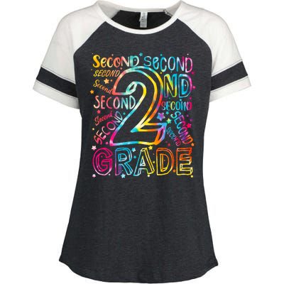 Colorful Second 2nd Grade Word Art Enza Ladies Jersey Colorblock Tee