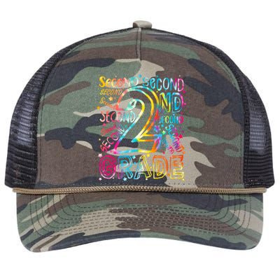 Colorful Second 2nd Grade Word Art Retro Rope Trucker Hat Cap