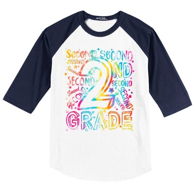 Colorful Second 2nd Grade Word Art Baseball Sleeve Shirt