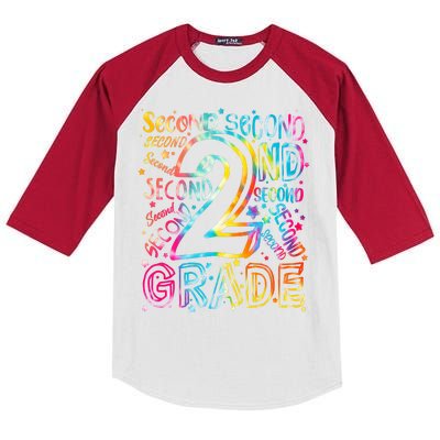 Colorful Second 2nd Grade Word Art Kids Colorblock Raglan Jersey