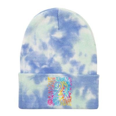 Colorful Second 2nd Grade Word Art Tie Dye 12in Knit Beanie