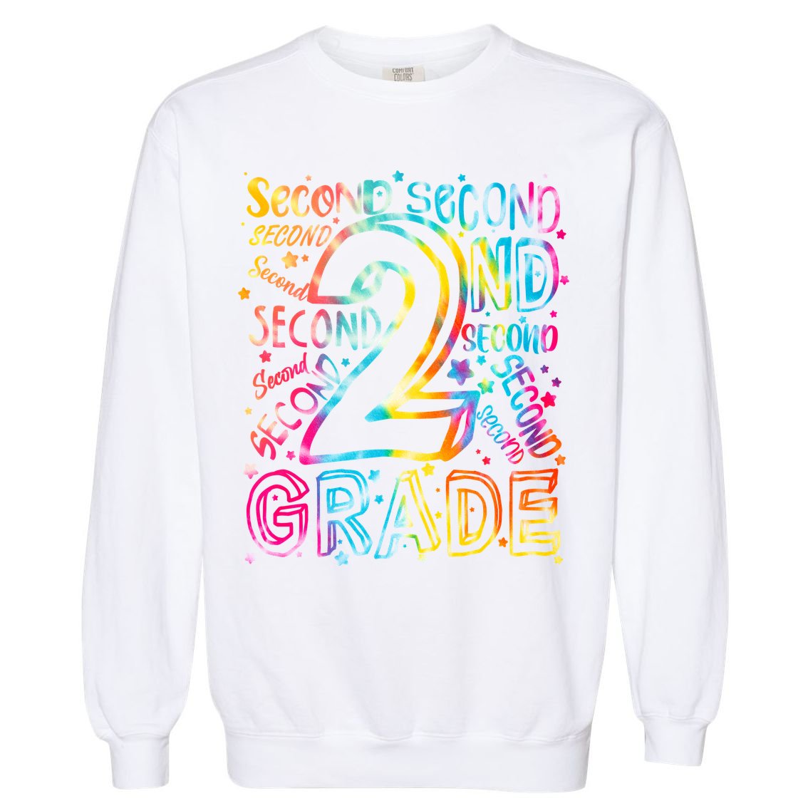Colorful Second 2nd Grade Word Art Garment-Dyed Sweatshirt