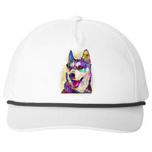 Colorful Siberian Husky Snapback Five-Panel Rope Hat