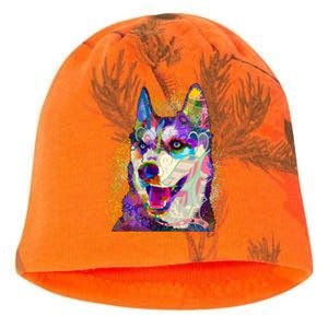 Colorful Siberian Husky Kati - Camo Knit Beanie