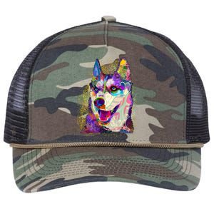 Colorful Siberian Husky Retro Rope Trucker Hat Cap