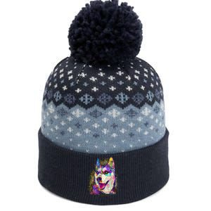 Colorful Siberian Husky The Baniff Cuffed Pom Beanie