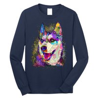 Colorful Siberian Husky Long Sleeve Shirt