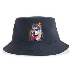 Colorful Siberian Husky Sustainable Bucket Hat