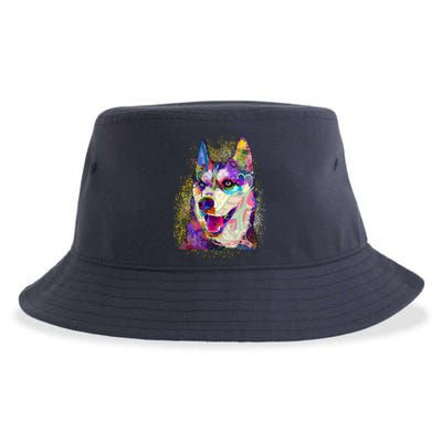 Colorful Siberian Husky Sustainable Bucket Hat