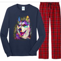 Colorful Siberian Husky Long Sleeve Pajama Set