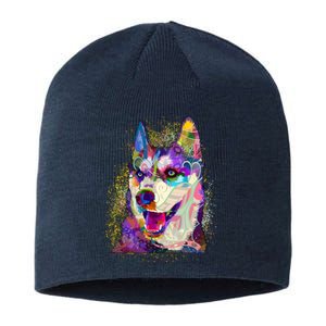 Colorful Siberian Husky Sustainable Beanie