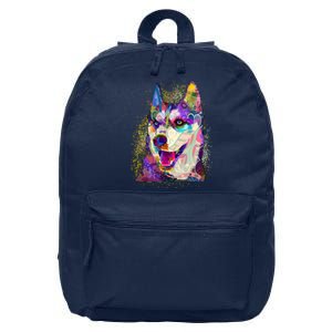 Colorful Siberian Husky 16 in Basic Backpack