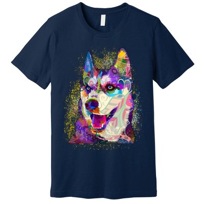 Colorful Siberian Husky Premium T-Shirt