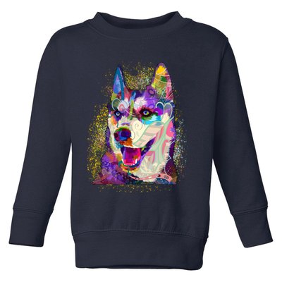 Colorful Siberian Husky Toddler Sweatshirt