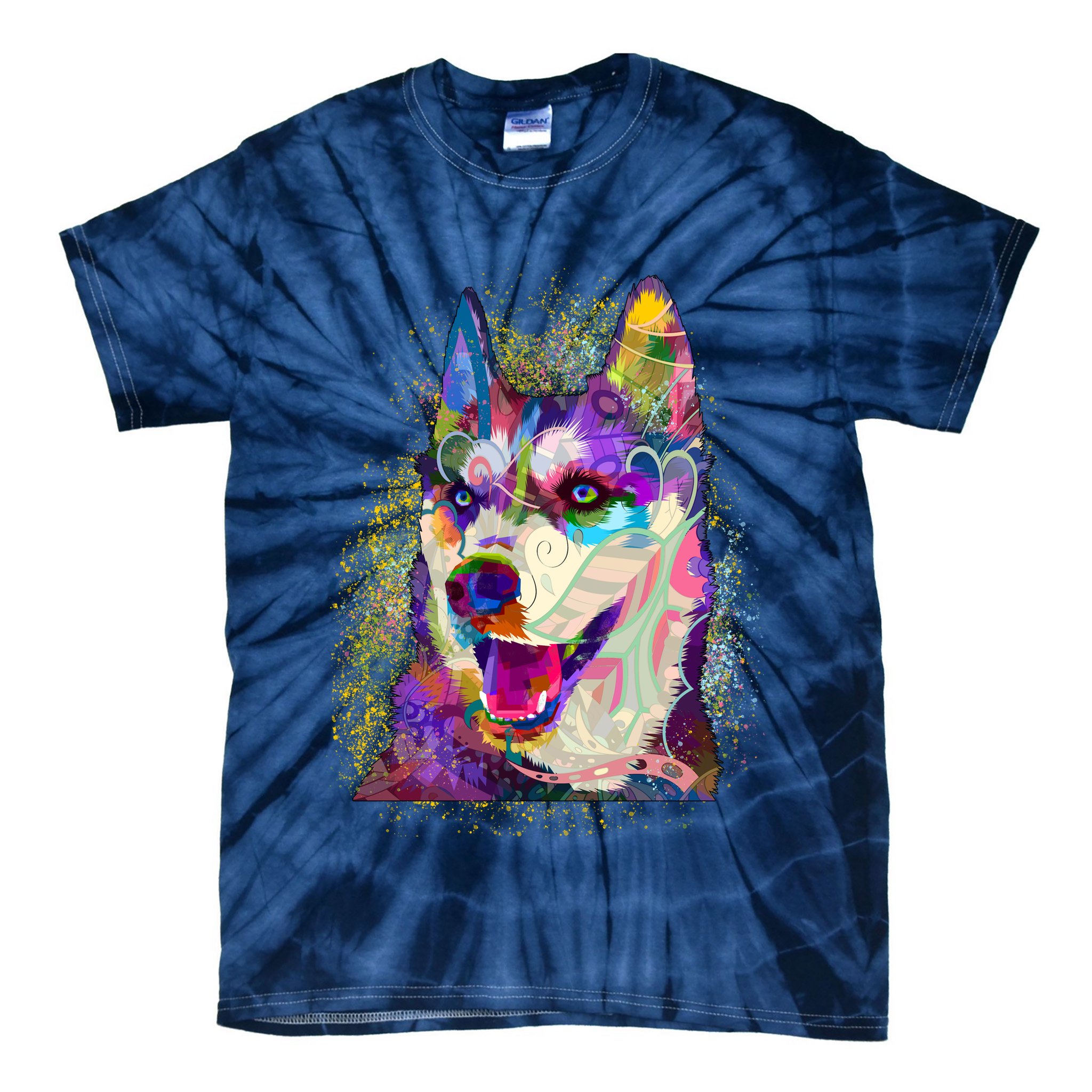 Colorful Siberian Husky Tie-Dye T-Shirt
