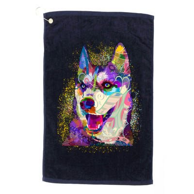 Colorful Siberian Husky Golf Towel