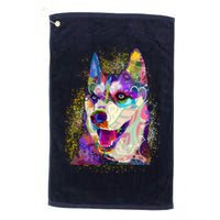 Colorful Siberian Husky Golf Towel