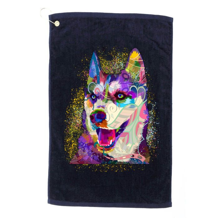 Colorful Siberian Husky Golf Towel