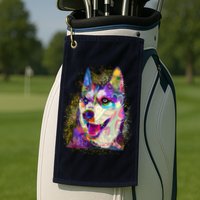 Colorful Siberian Husky Golf Towel