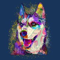 Colorful Siberian Husky Golf Towel