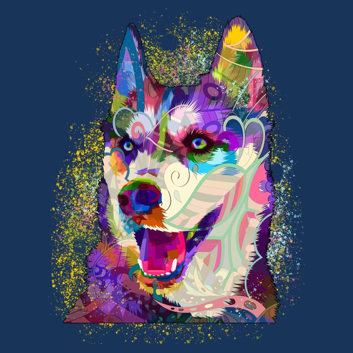 Colorful Siberian Husky Golf Towel
