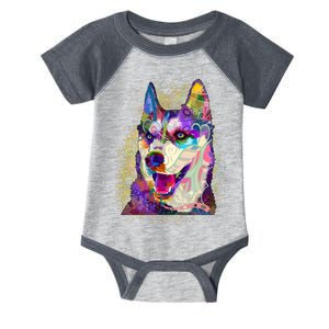 Colorful Siberian Husky Infant Baby Jersey Bodysuit