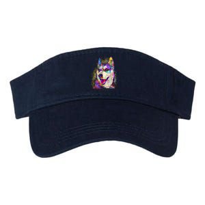 Colorful Siberian Husky Valucap Bio-Washed Visor