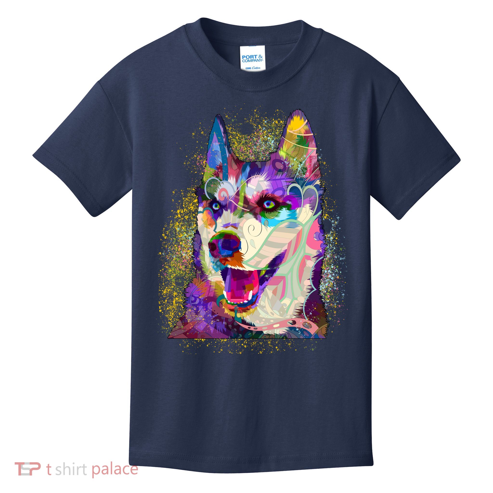 Colorful Siberian Husky Kids T-Shirt