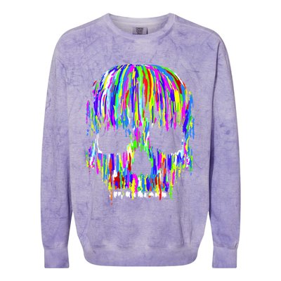 Colorful Skull Head Colorblast Crewneck Sweatshirt