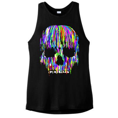 Colorful Skull Head Ladies PosiCharge Tri-Blend Wicking Tank